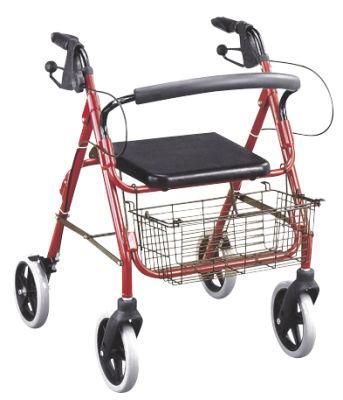 8&quot; Inch Castor Aluminum Rollator Walker Frame with Seat Soft Backrest Easy Carry Folding Wheelchair Shopping Basket for Elderly