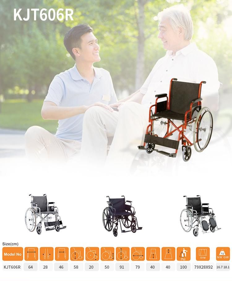 Factory Direct Sale Cheap Price Folding Detachable Armrest &Footrest Wheelchair for Disabled