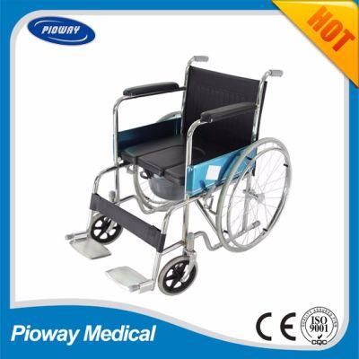 Aluminum Manual Folding Back 24&quot; Rear Commode Wheelchair Rj-C609u