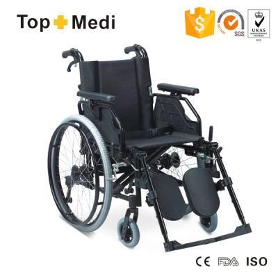 Aluminum Frame Lightweight Elder Wheelchair with Drop Back Handle