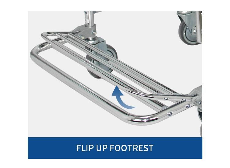 Medical Hospital Handicap Patient Transfer Commode Potty Wheel Chair for Elderly with Toilet Seat