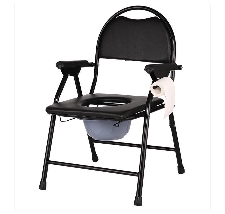 Hospital Folding Steel Commode Chair Potty Toilet Chair with Bedpan for Elderly