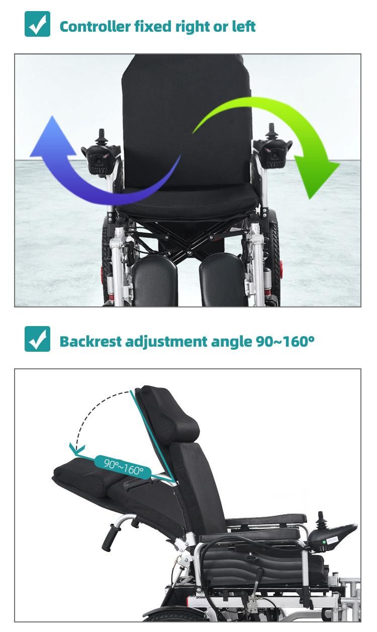 High Back Electric Wheelchair with Reclining Function