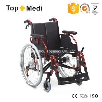 Topmedi Aluminum Folding Manual Wheel Chair with Swing Away Footrest