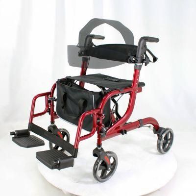 Simple Foldable Aluminum Rollator Walker with Shopping Bag