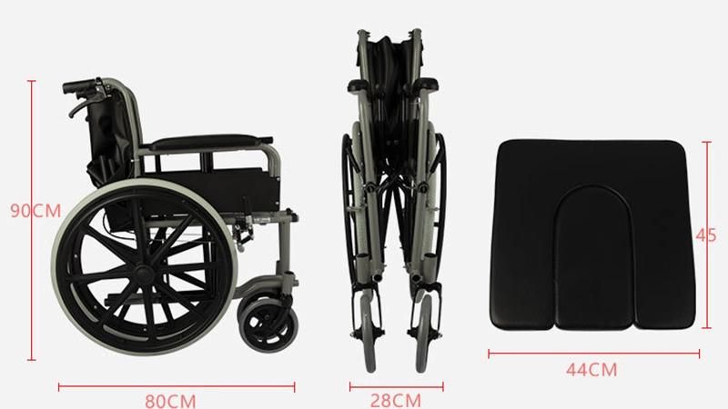 Wheelchair Commode Chair Dual Purpose Easy Disassembly Easy to Clean Foldable and Non-Slip Manual Wheelchair Folding Wheelchair