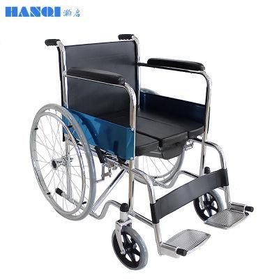 Hq608 High Quality Medical Equipment Manual Folding Wheelchair with Commode