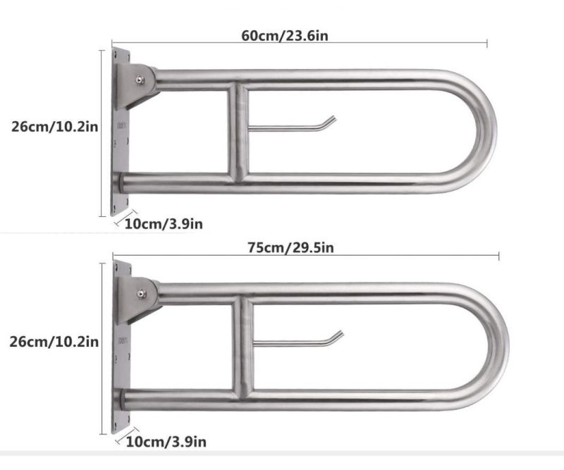 Commode Chair White or Black Powder Coated Steel Grab Bar