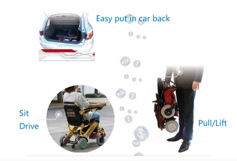 Aluminum Steel Manual Mag Wheels Blushless Motor Durable Electric Power Wheelchair Model E08 with Armrest Liftable for Handicapped Mobility Limited People