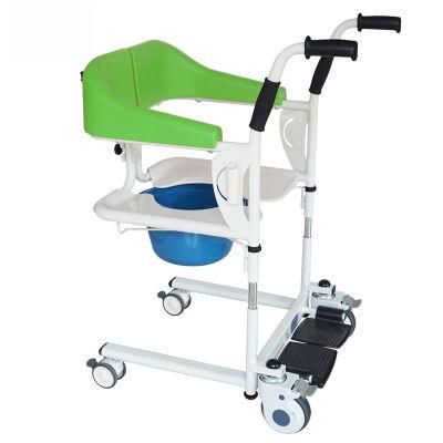 Multifunctional Foldable Adjustable Patient Shower Transfer Wheelchair Commode with Bedpan