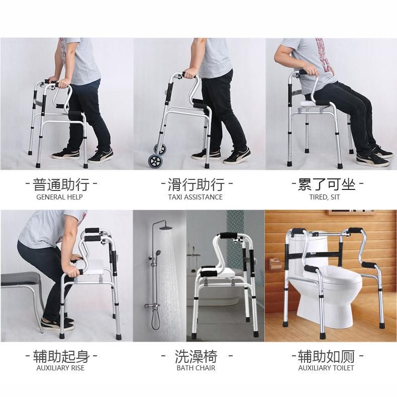 Folding Walker Walking Aid for Waist Injury Leg Injury Wheel Walking Aid