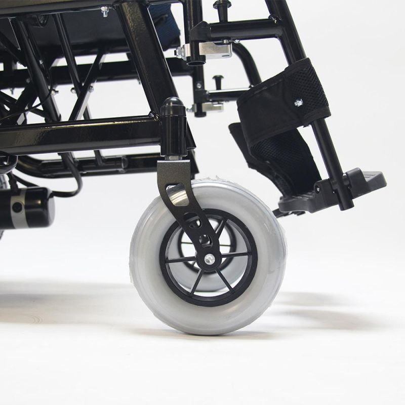 Foldable Electric Wheelchair with Solid Wheels and Double Soft Cushion