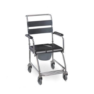 Stainless Steel Wheel Chair Toilet Seat Commode Chair with Cover