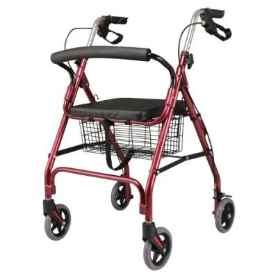 China Manufacturer Aluminum Alloy Portable Lightweight Rollator Walker with Seat