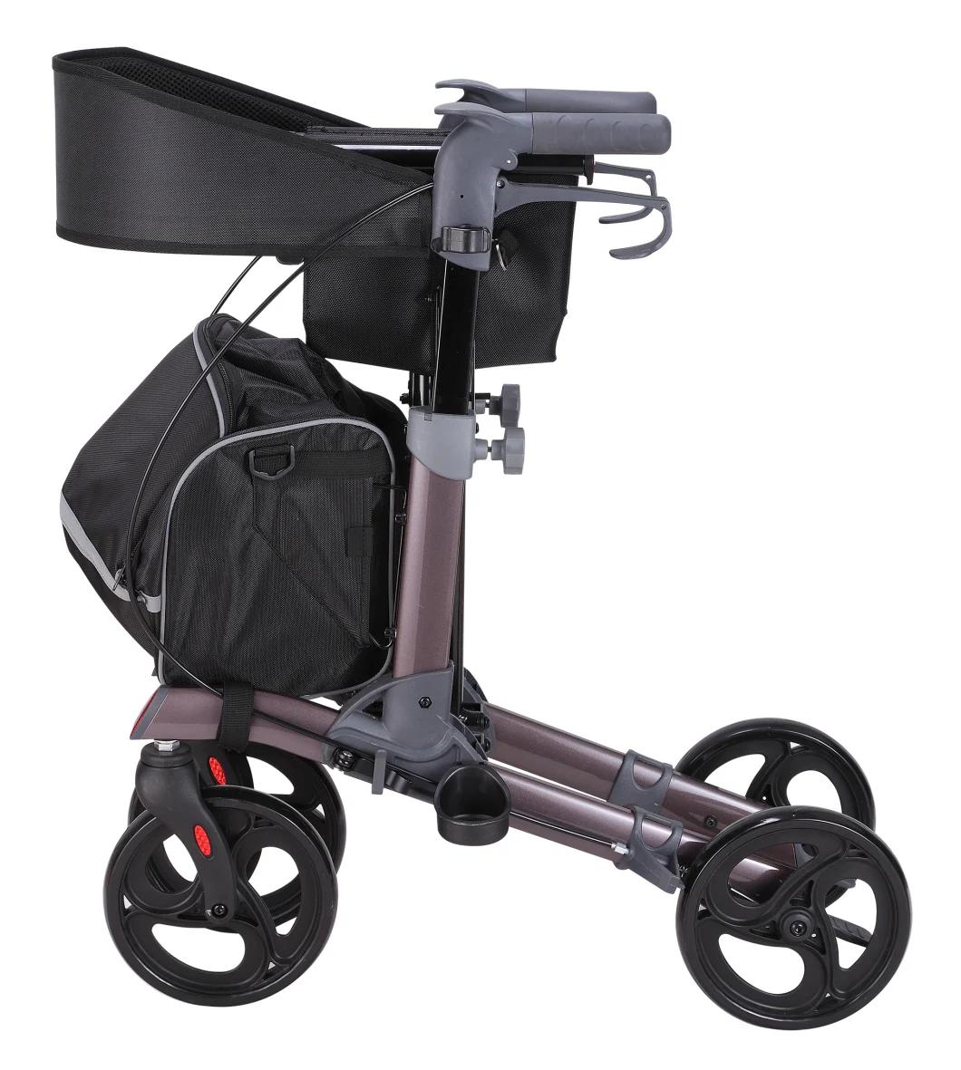 China Manufacturers 4 Wheel Adult Folding Walker Rollator with Brake