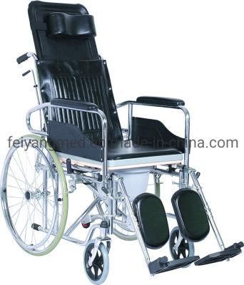 Hospital Medical Disabled Foldable Lightweight Toilet Commode Manual High Back Wheelchair