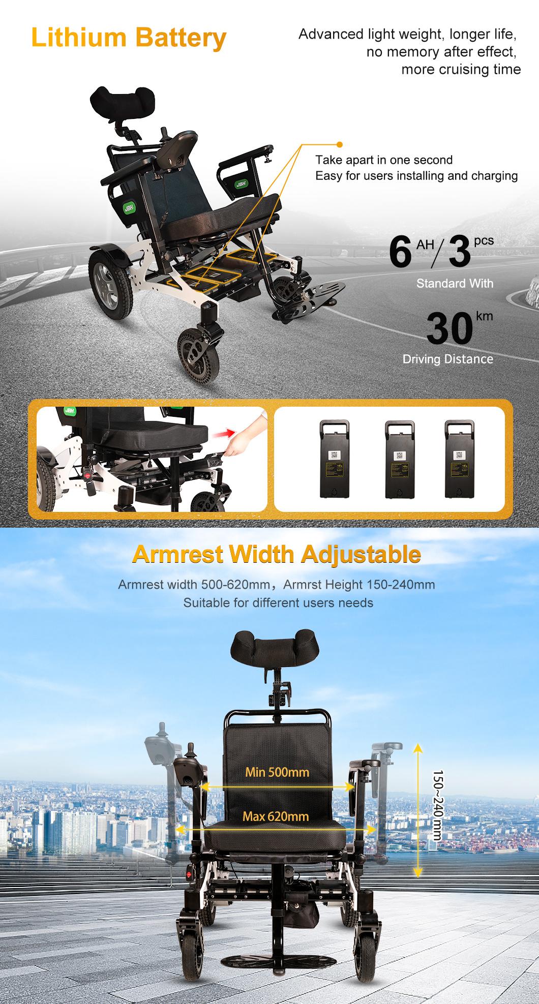 Hot Selling Certificated Wheelchair Folding Power Electric with Brushless Motor Lithium Battery Wheelchair