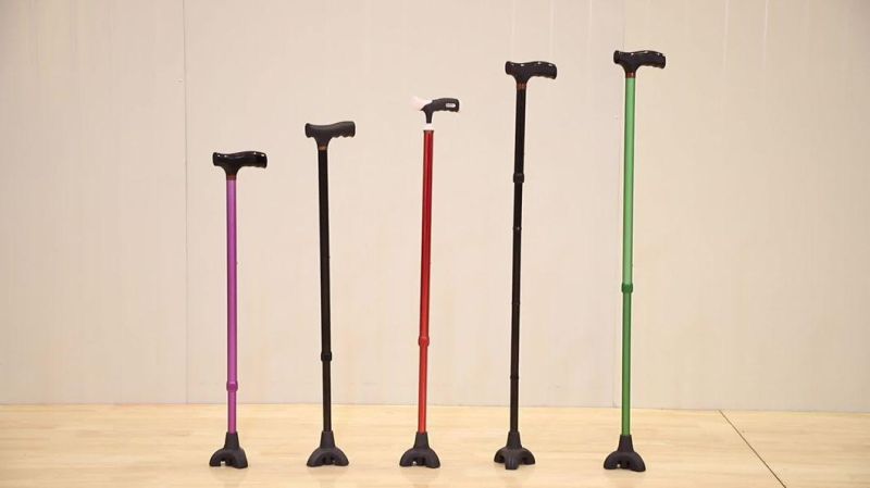 Fixed Lightweight Hand Grip Non-Slip 4 Legs Walking Sticks for Disabled