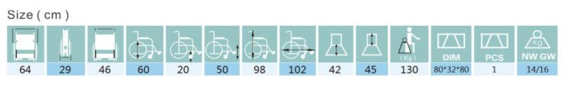 Manual Wheelchair Alloy Drop Back Handle Rehabilitation Wheelchair with Lithium Battery