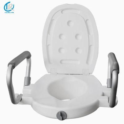 Commode Chair - Raised Toilet Seat with Armrest, White 2&quot;/4&quot;/6&quot;-Inches