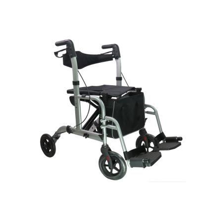 Folding Elderly Lightweight Aluminum Walker Rollator with Shopping Bag