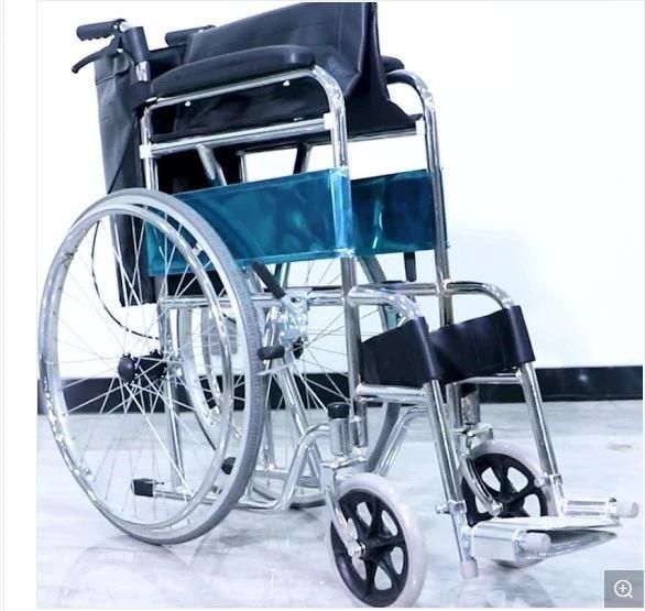 Steel Pipe Powder Coating Manual Wheelchair with Commode Function