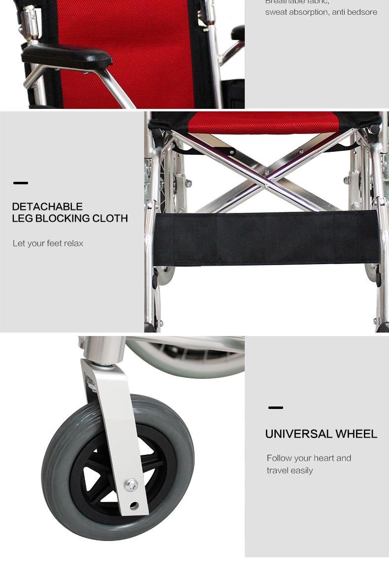 Hanqi Hq801L High Quality Aluminum Manual Wheelchair for Disable or Senior Patient