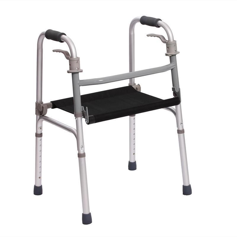 Two Paddle Folding Light Weight Aluminum Walker with Walker Seat