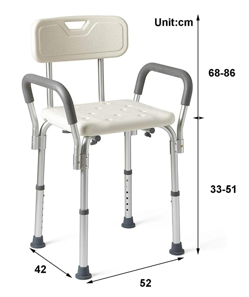 Commode Chair Square Seat Shower Chair Armrest Shower Chair W/Back