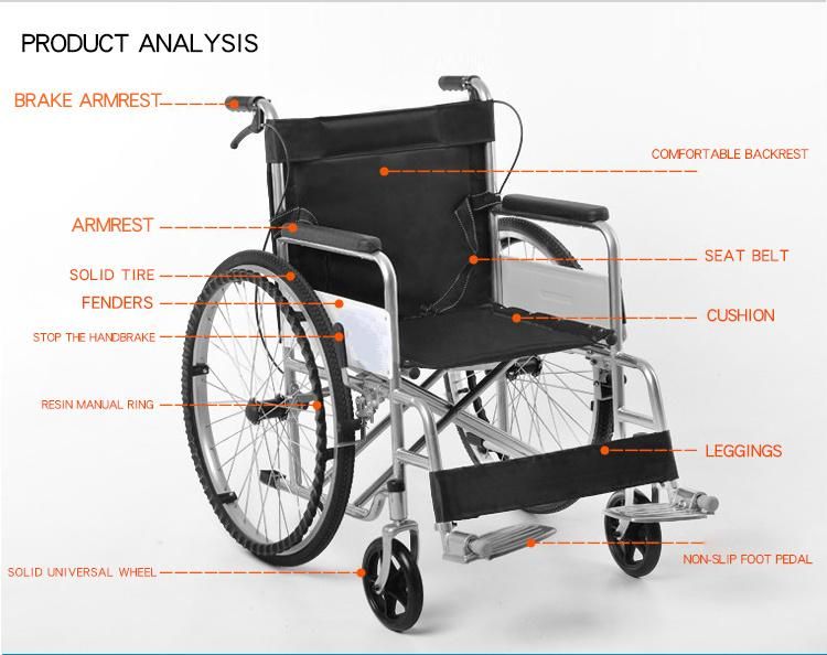 Hochey Medical Portable Folding Lightweight Home Use Wheelchair