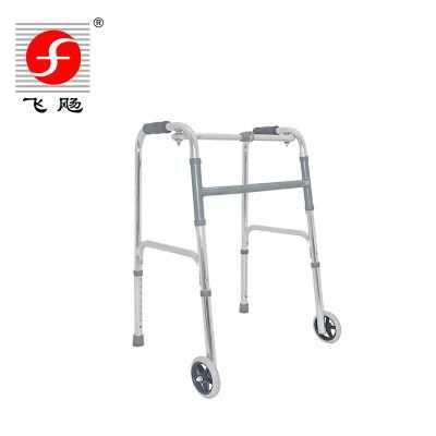 Adults Aluminum Walking Aid Frame Folding Wheels Walker for Disabled People