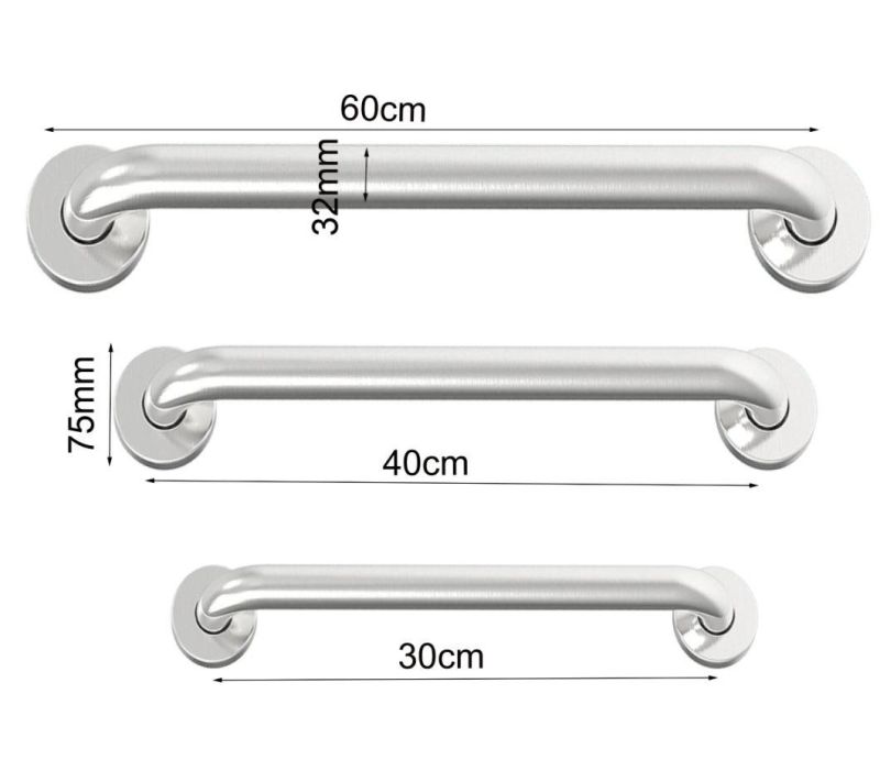 Commode Chair Brushed Nickel Steel Bath Safety Grab Bar