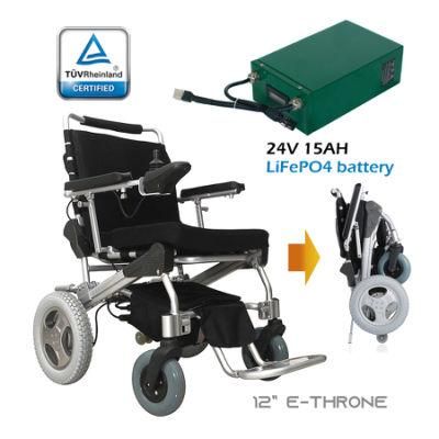 E-Throne Lightweight Electric Foldable Power Wheelchair with lithium iron phosphate battery