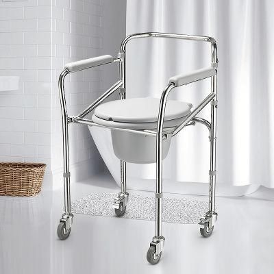 Lightweight Portable Shower Commode Chair with Casters 1