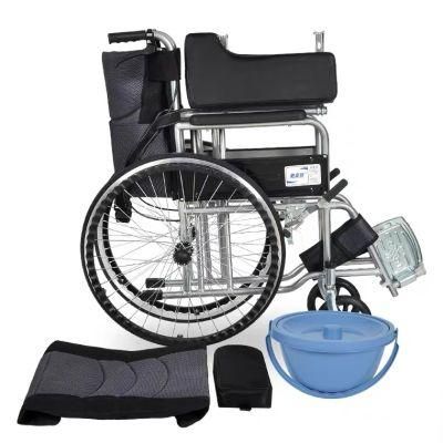 Portable Manual Commode Chair with Toilet
