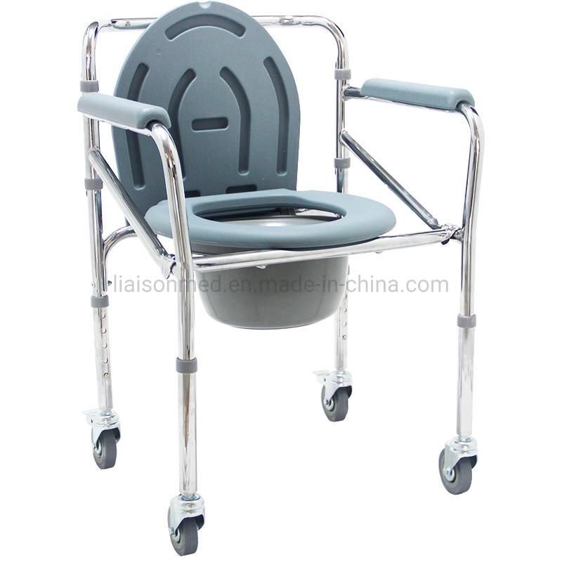 Mn-Dby001 Anti-Skid Steel Aluminum Multifunctional Folding Adjustable Commode Chair