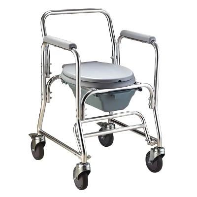 Aluminum Stable Shower Commode Chair with Casters