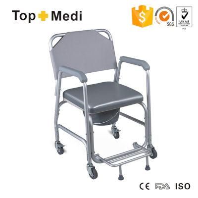 Fashion Aliminum Commode Wheelchair with Bedpan