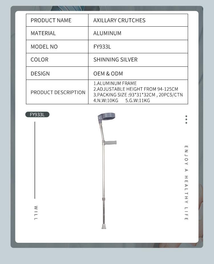 Aluminum Portable Medical Crutch Underarm Walking Stick