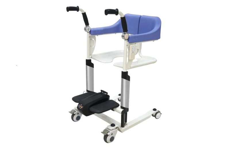 Transfer Commode Wheelchair with Electric Lift Mode Come with Battery and Remote Control