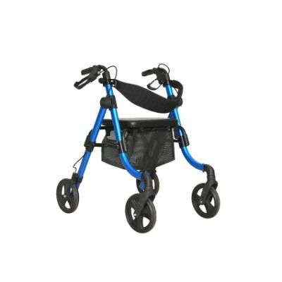 Stand up Walking 63.5cm Overall Width Folding Walker Rollator with Storage Bag for Adults