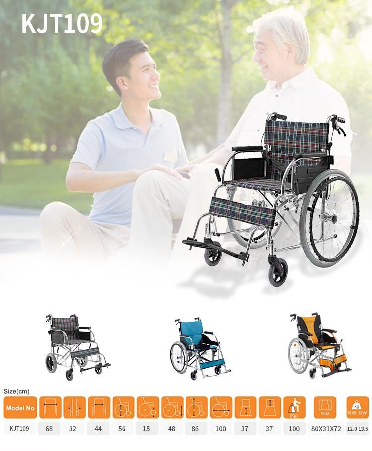 OEM Transport Folding Wheelchair Travel Portable Manual Aluminum Wheel Chair