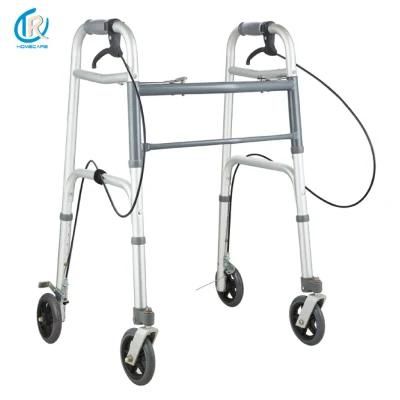 Rollator Walker Adult Double Button Aluminum Walker Frame with 5&quot; Wheel Brakes