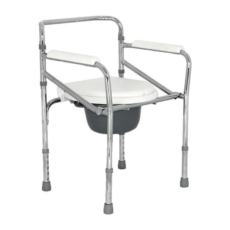 Hospital Adjustable Folding Steel Toilet Chair Commode for Disabled