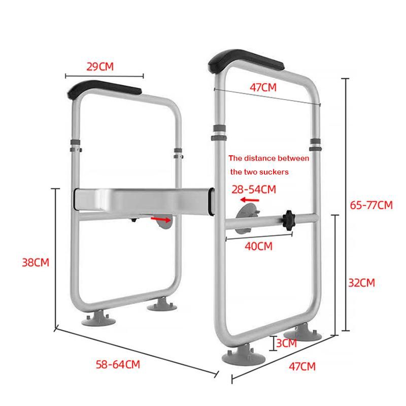 Aluminum Alloy Toilet Handrail Shelf Free of Punch Handrail for Disabled and Elderly