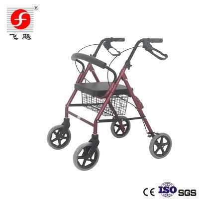 Lightweight Folding Aluminum Mobility Walker Rollator Outdoor Walking with Seat for Elderly