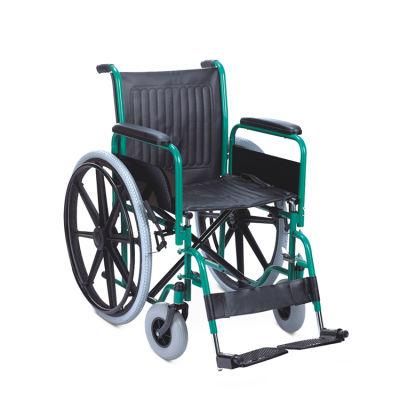 Steel Frame Medical Equipment Manual Wheelchair for Disabled