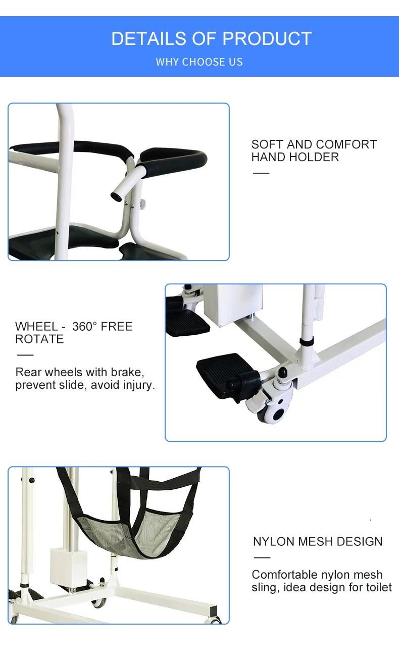 Medical Disabled Electric Lifting Transfer Wheel Chair Shower Commode