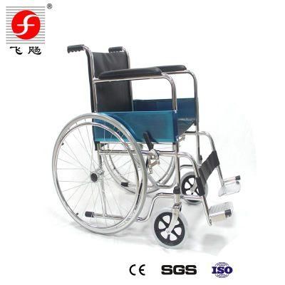 Adult Manual Economic Wheel Chair Chromed Steel Frame Wheelchair for Disability