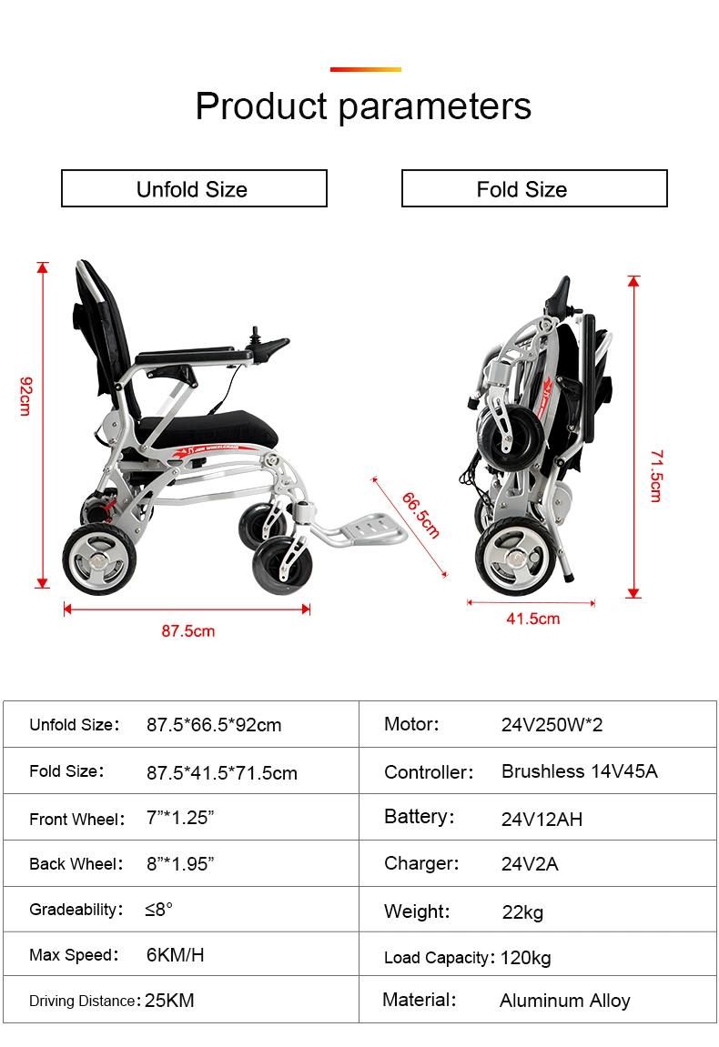 CE & FDA Aluminum Alloy Light Folding Electric Power Wheelchair for The Elderly